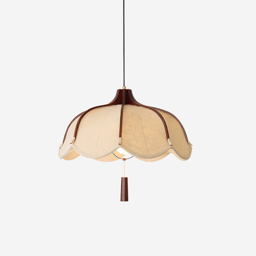 Warm Glow Walnut Fabric Pendant Light